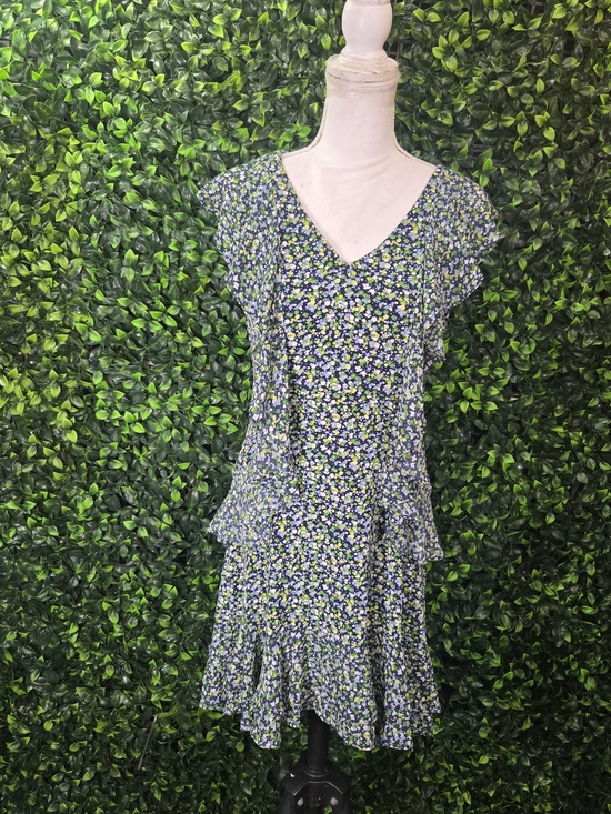 Michael Kors Navy Floral Ruffle Midi Dress - Picture 2 of 11